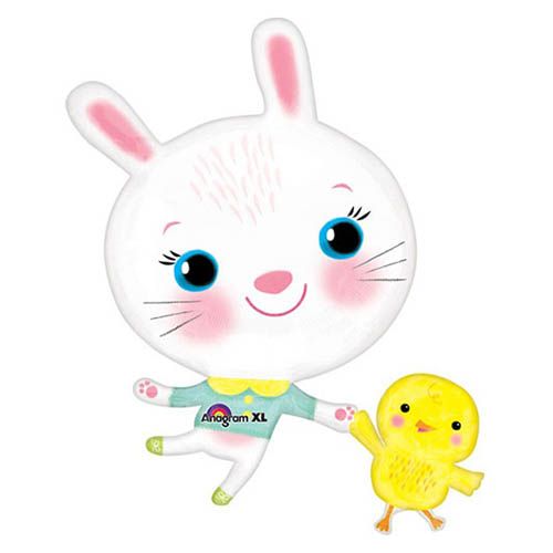 Easter Bunny & Chick Super Foil Balloon 29"