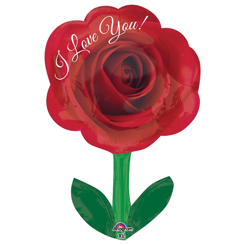 I Love You Rose With Stem Foil Balloon 18In