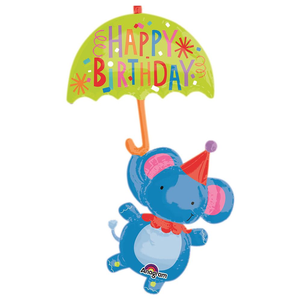 Party Centre - 57-inch Circus Elephant Happy Birthday Balloon