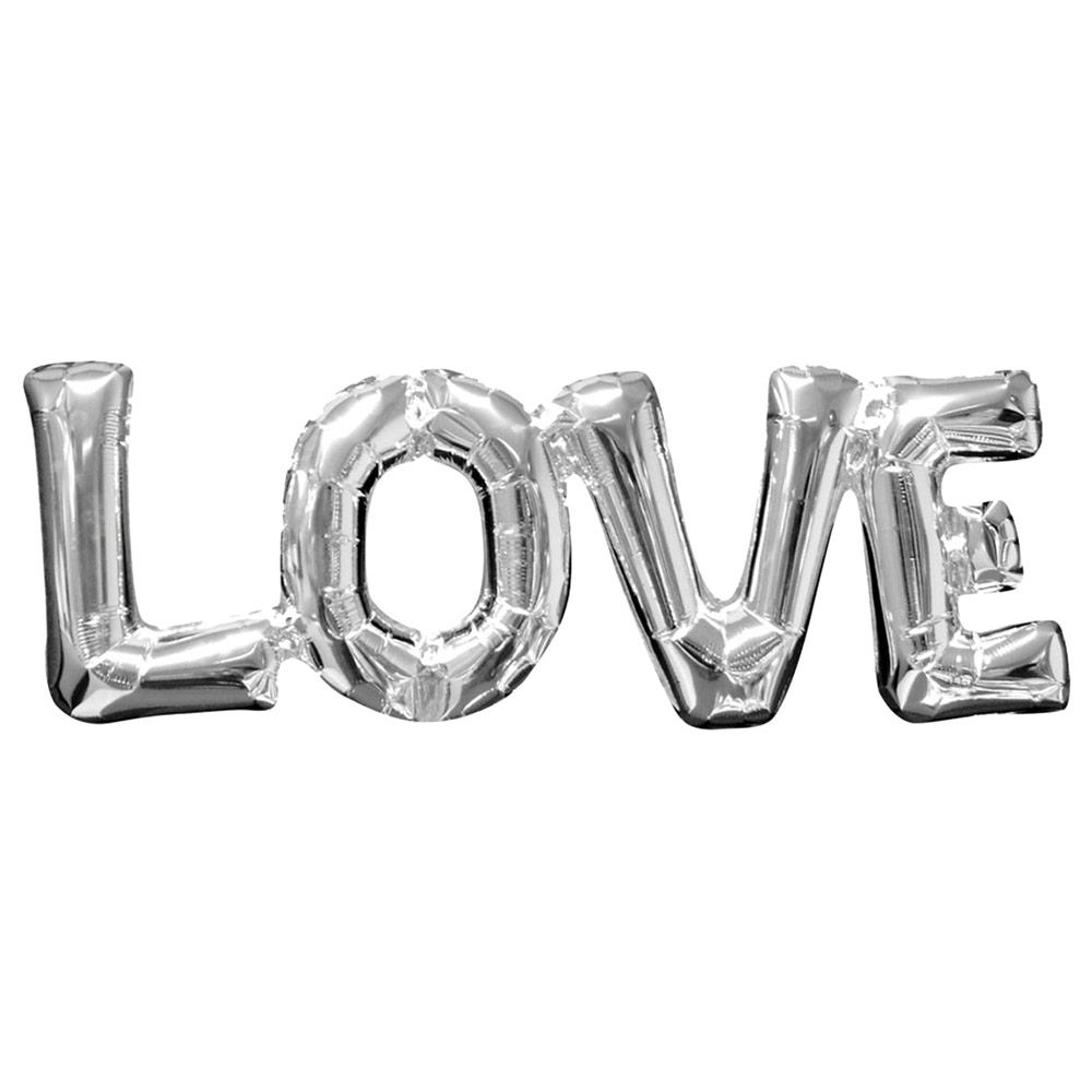 Love Phrases Foil Balloon 25 x 9in - Silver