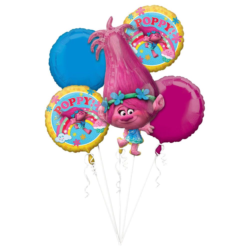 Party Centre - Trolls Balloon Bouquet 5pcs