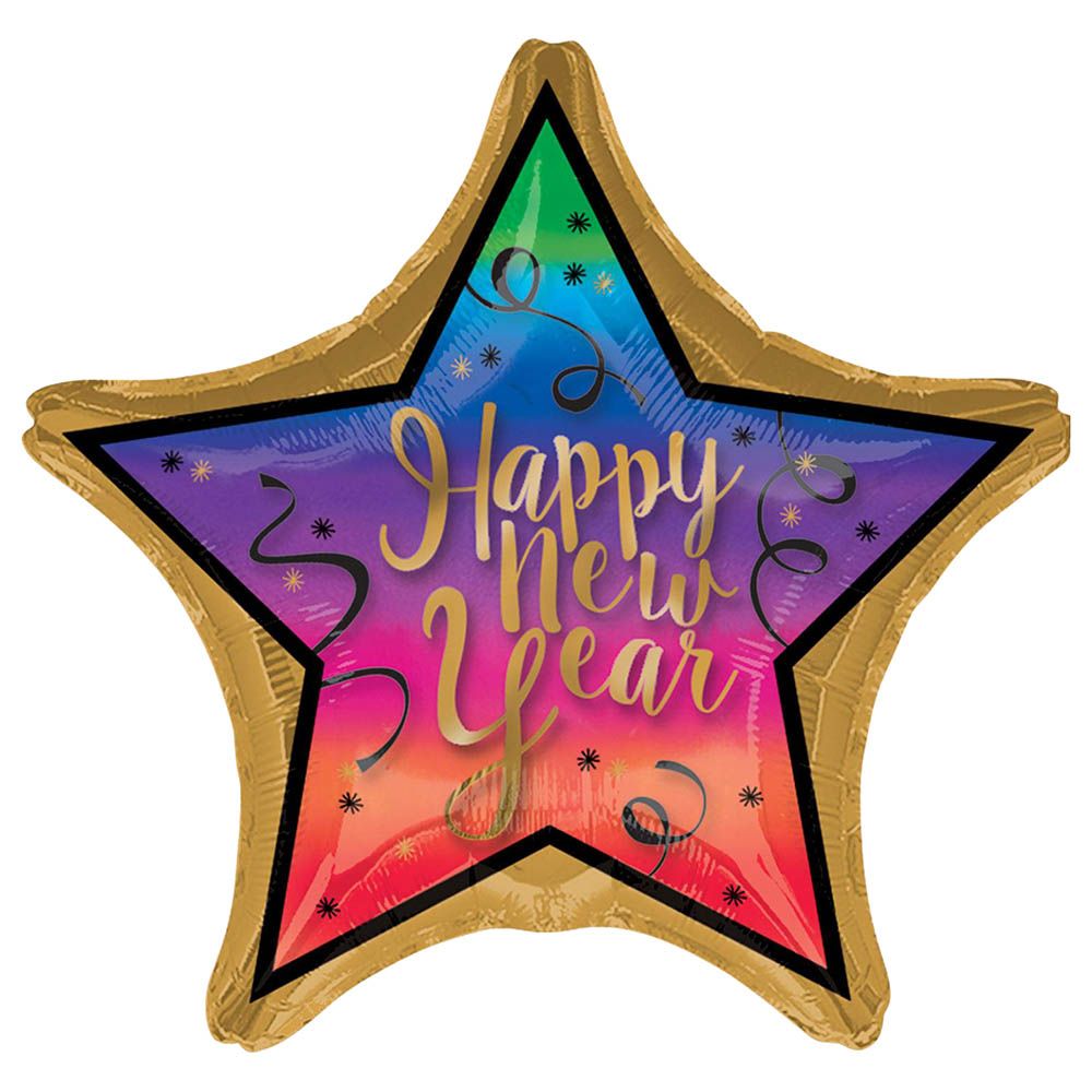 Anagram - Colorful New Year Star Jumbo Foil Balloon