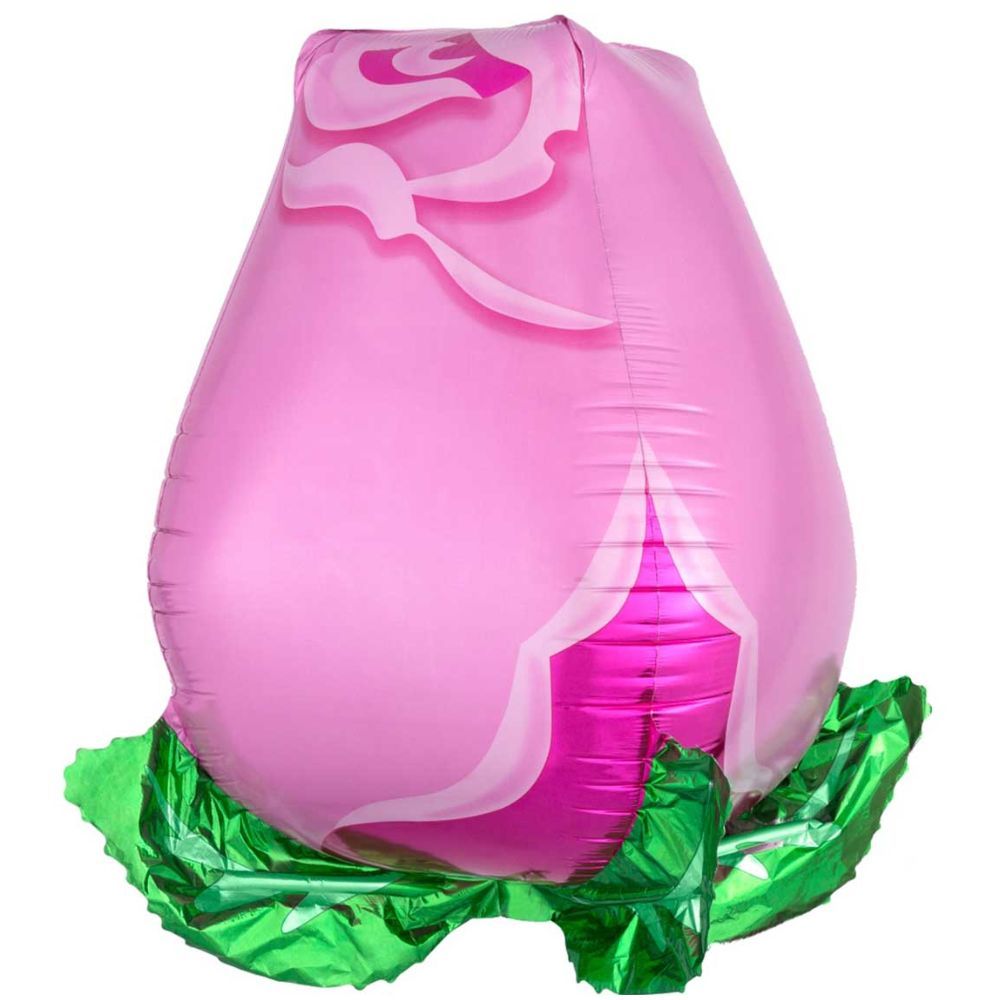 Valentines Pink Rose Bud Ultra Shape Foil Balloon