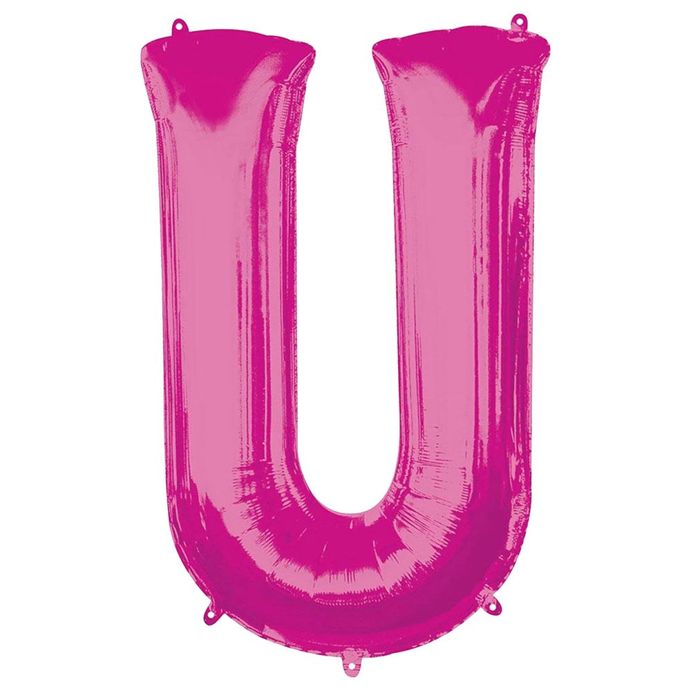 Party Centre - Letter U SuperShape Foil Balloon - Pink