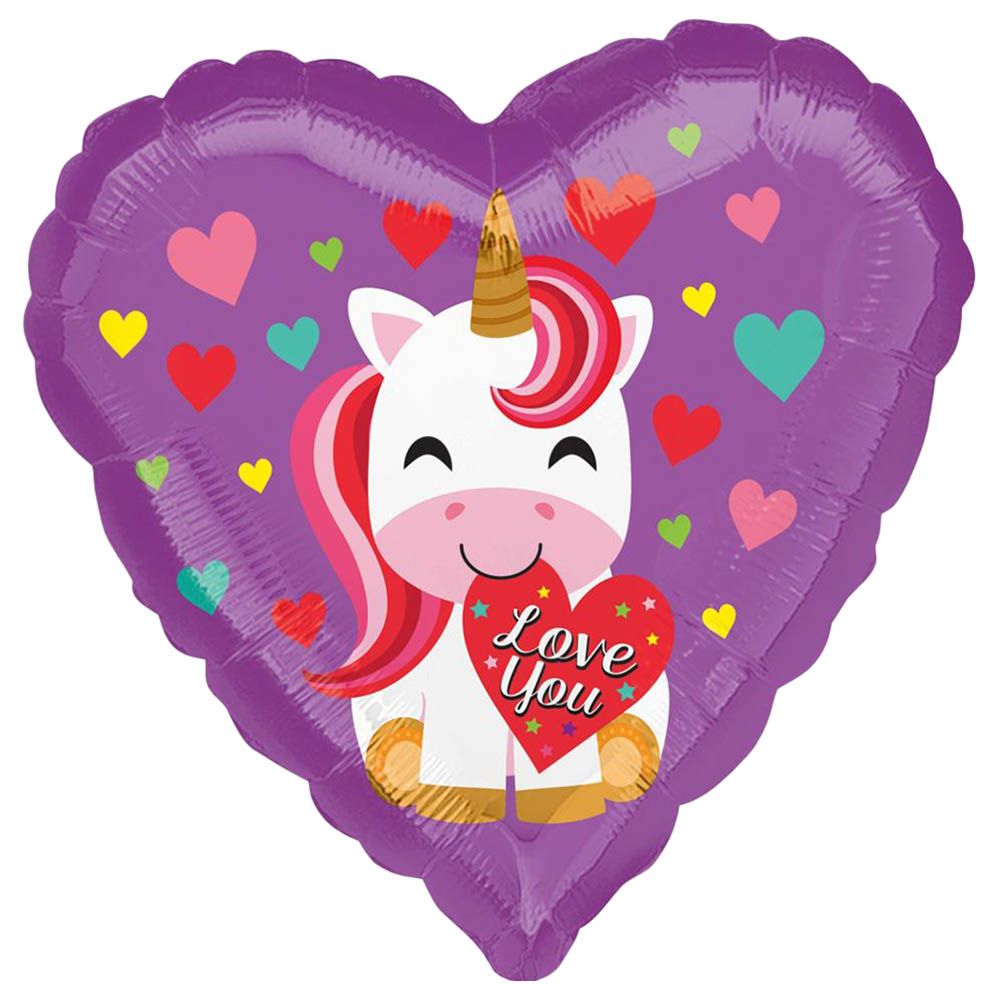 Love You Unicorn Foil Balloon 45cm