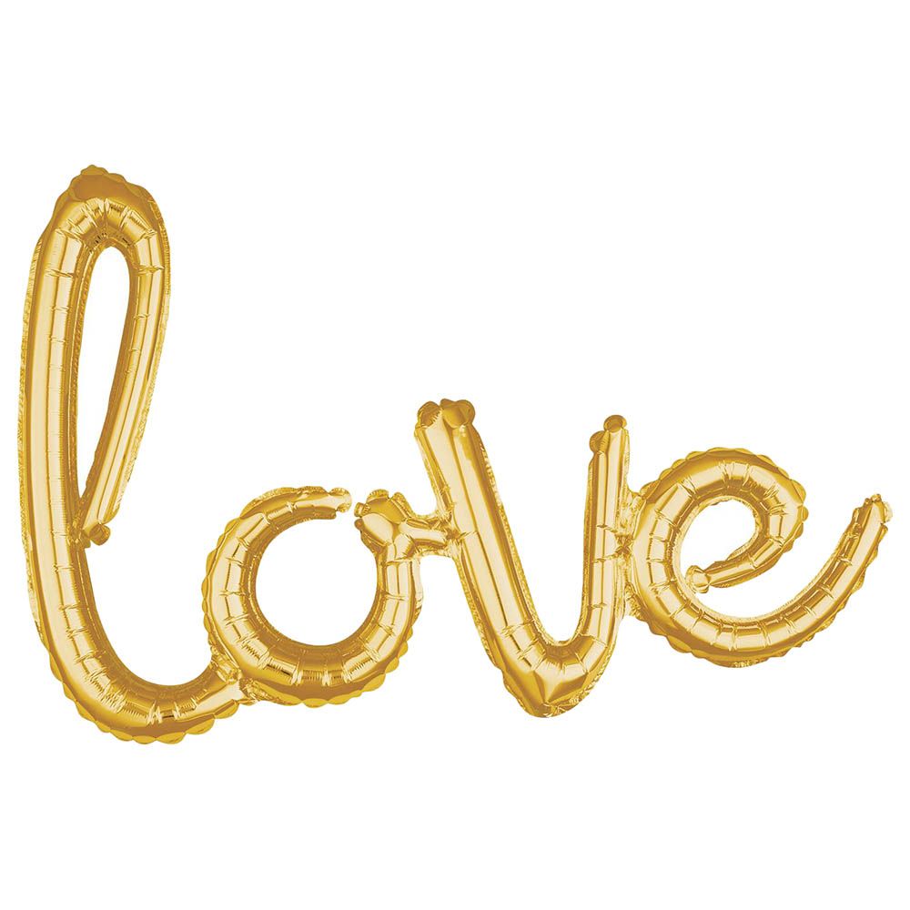 Love Script Phrase Foil Balloon - Gold