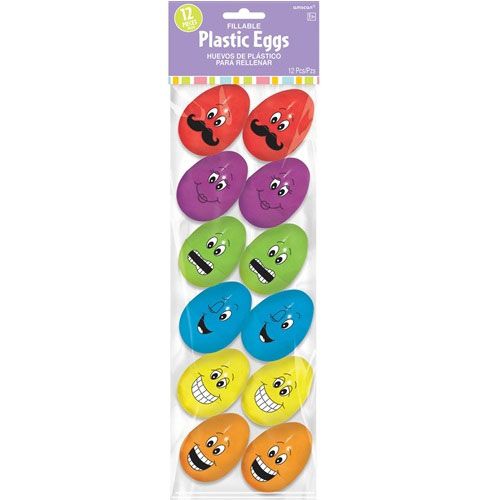 Fillable Funny Face Plastic Eggs 12pcs