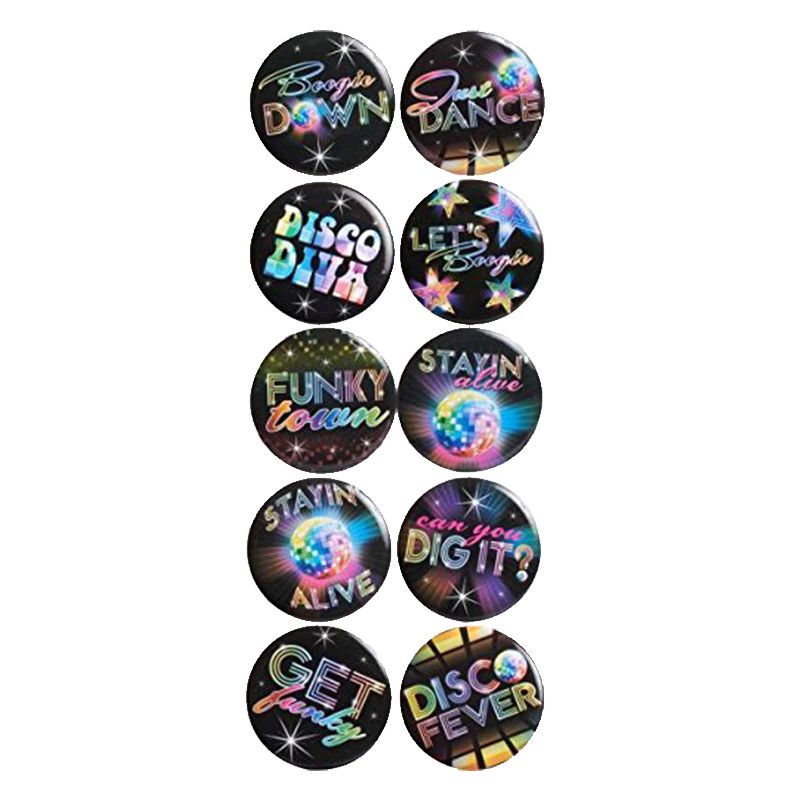 70's Metal Disco Button Favors 10pcs