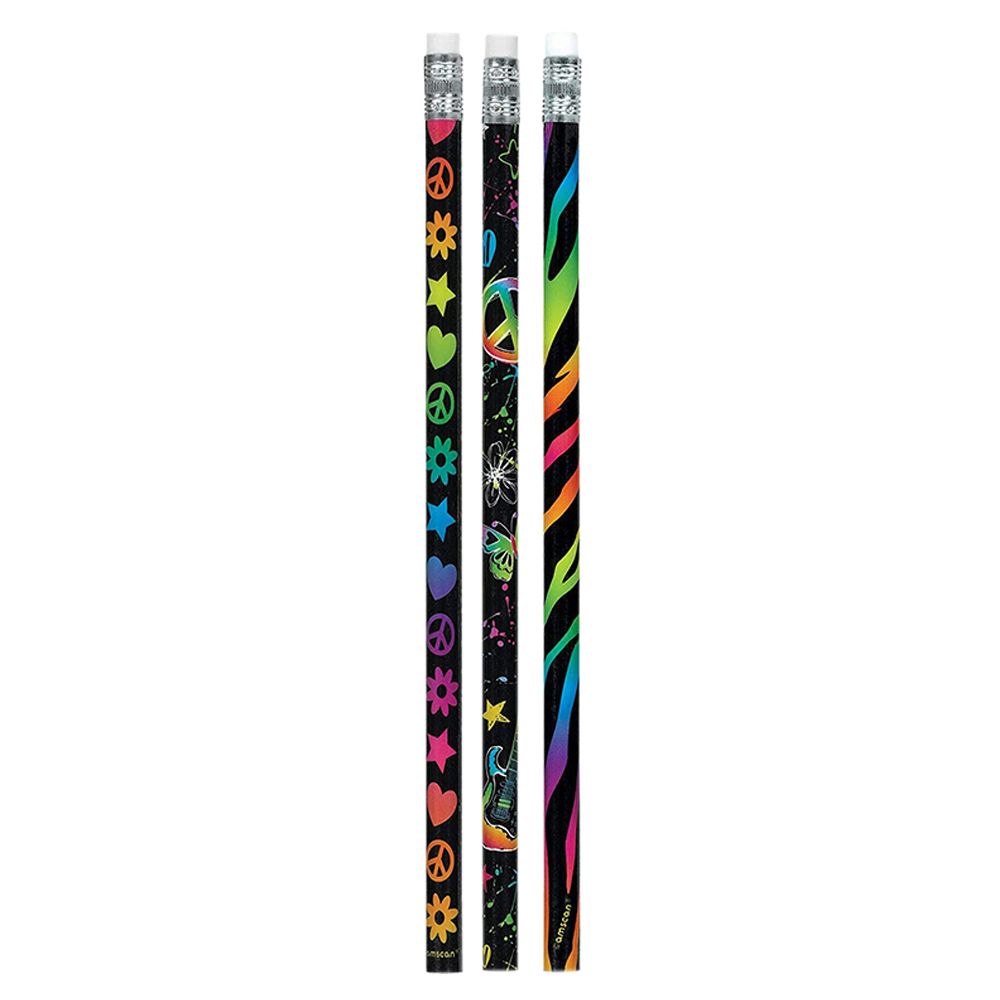 Neon Birthday Pencil Favors 12pcs