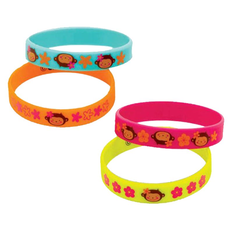 Monkey Love Rubber Bracelet Favors 4pcs