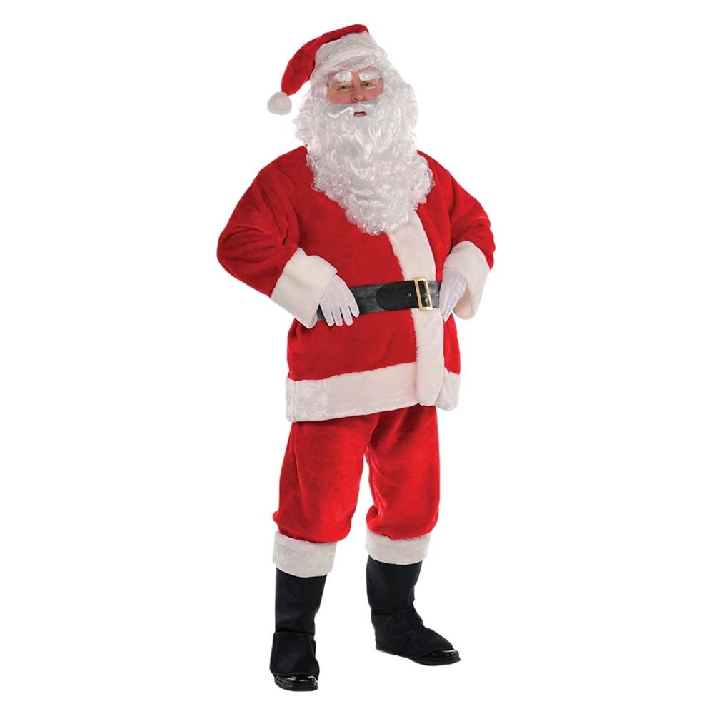 Party Centre - Plush Santa Suit Adult Costume Small