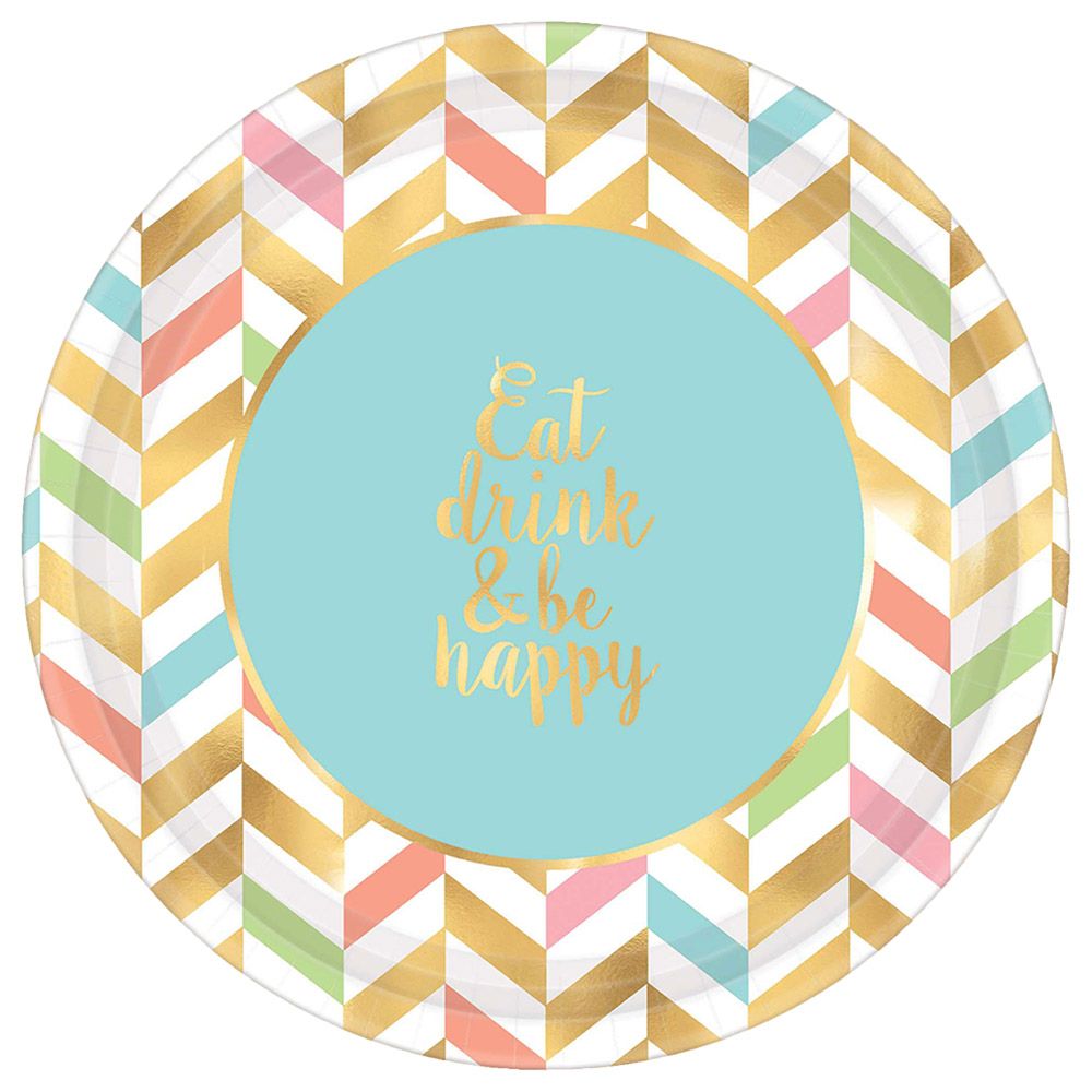 Party Center - Eat Drink & Be Happy Tableware Supplies For 8 Guests