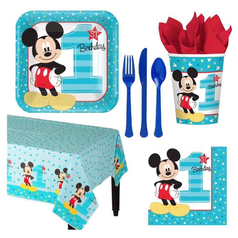 Party Centre - Mickey Fun Tableware Party Supplies for 8 Guests