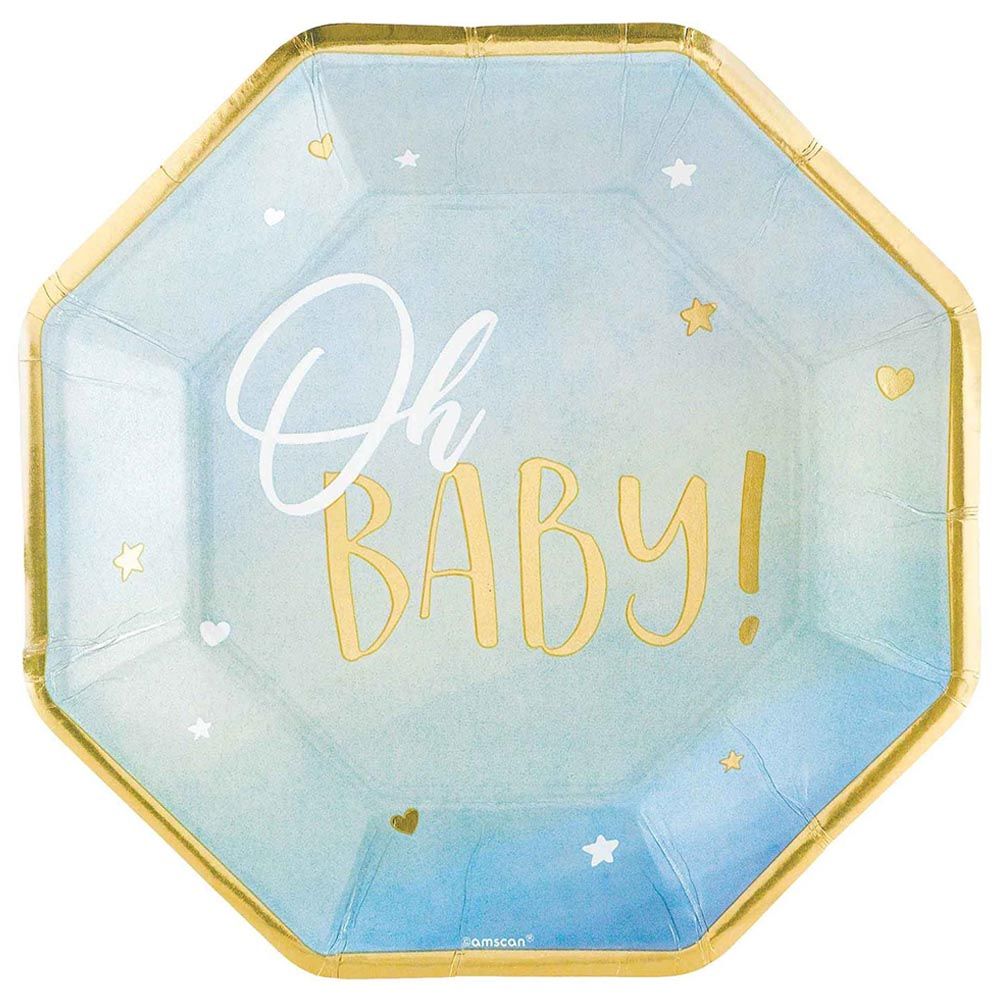 Party Center - Oh Baby Boy Tableware Supplies For 8 Guests