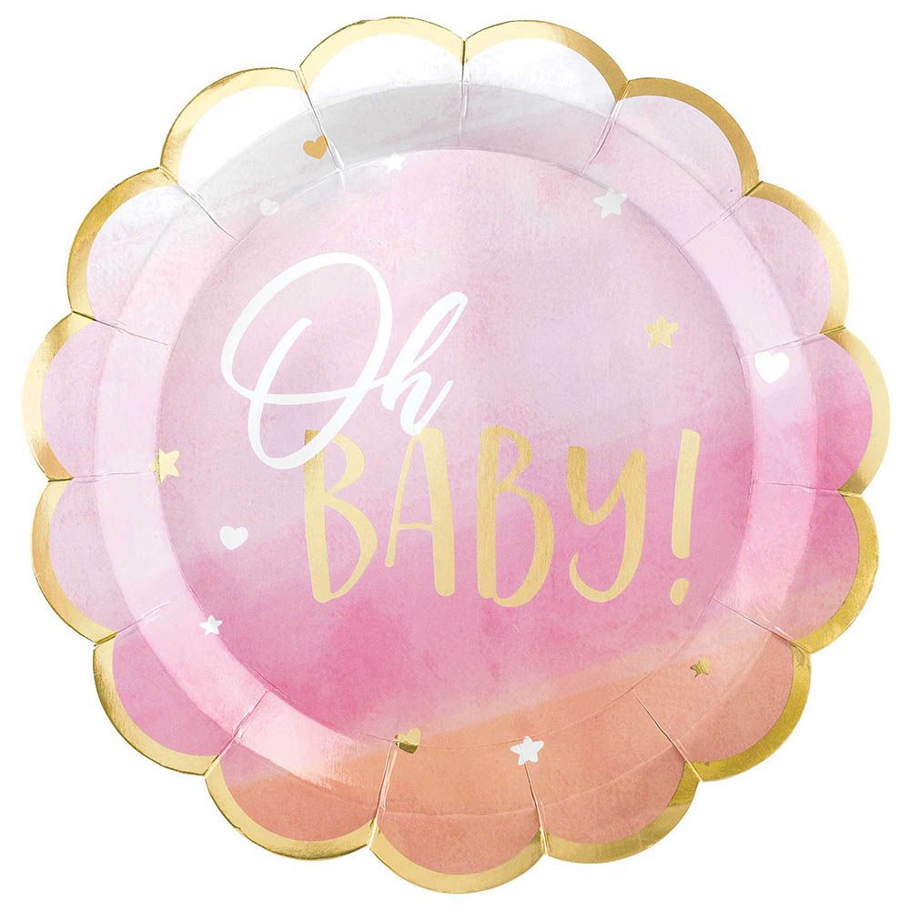 Party Center - Oh Baby Girl Tableware Supplies For 8 Guests