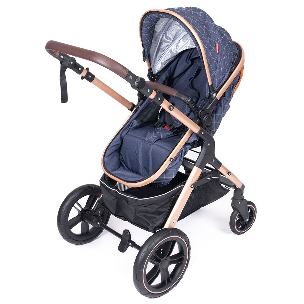 Belecoo - One Fold-To-Half Luxury Pram W/ Diaper Bag - Blue