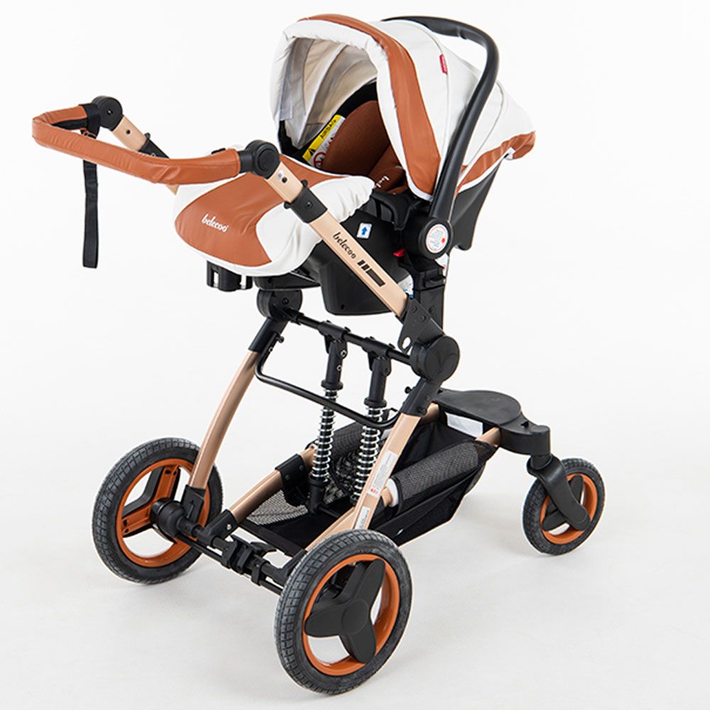 Belecoo 8 White & Beige - 4-in-1 Luxury Travel System