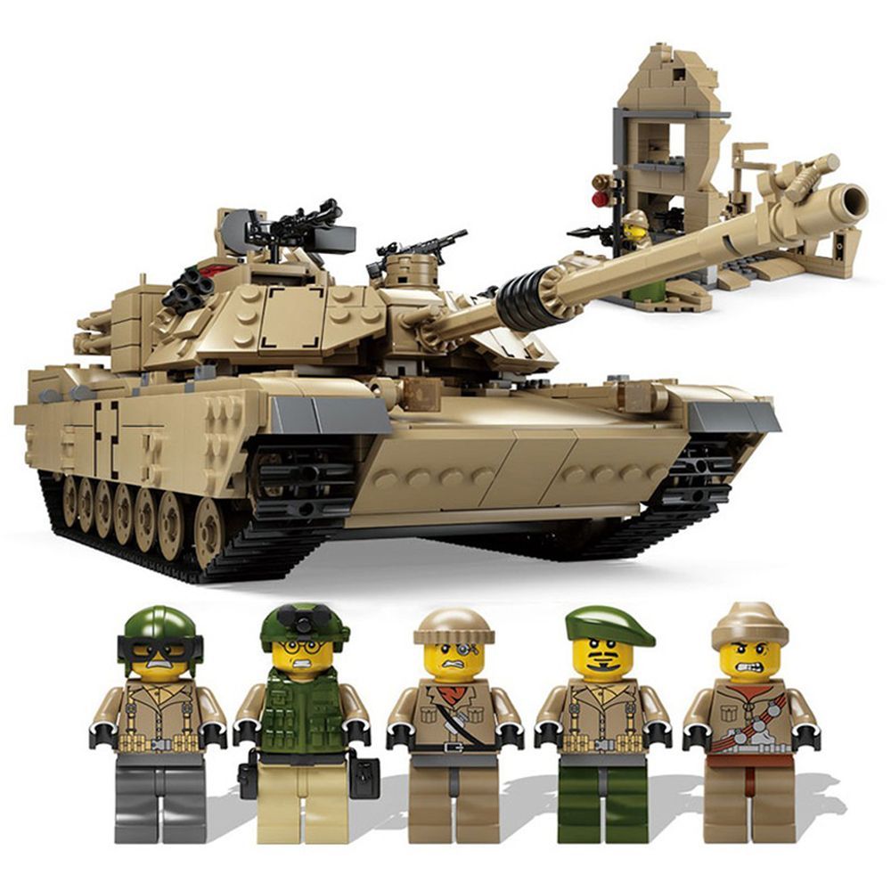 Sembo 0100 - Abrams  M1A2 - Battle Tank -1052Pcs - Desert Yellow