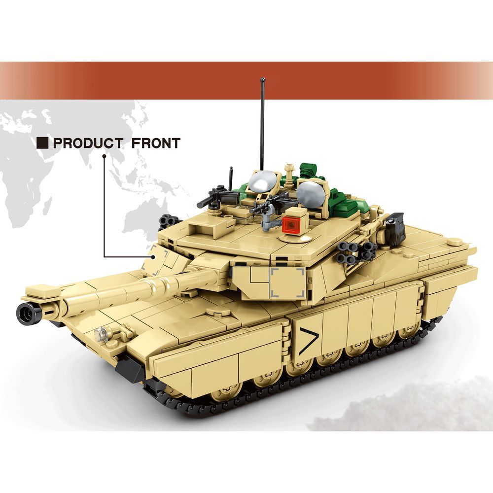 Sembo 0100 - Abrams  M1A2 - Battle Tank -1052Pcs - Desert Yellow