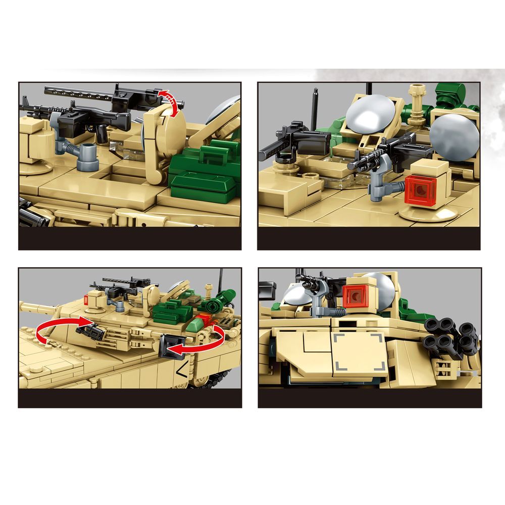 Sembo 0100 - Abrams  M1A2 - Battle Tank -1052Pcs - Desert Yellow