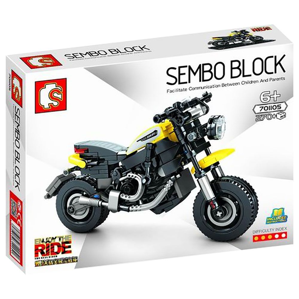 Sembo - Scrambler Scooter Building Blocks - 270 Pcs - Yellow