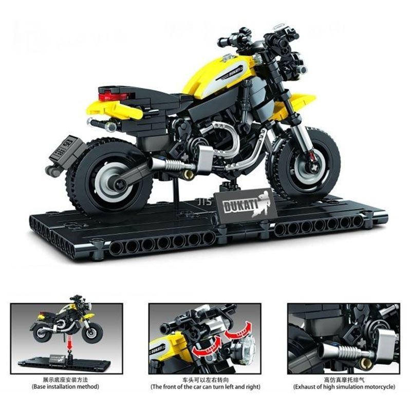 Sembo - Scrambler Scooter Building Blocks - 270 Pcs - Yellow