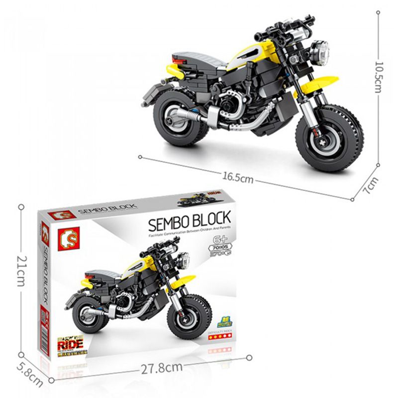 Sembo - Scrambler Scooter Building Blocks - 270 Pcs - Yellow