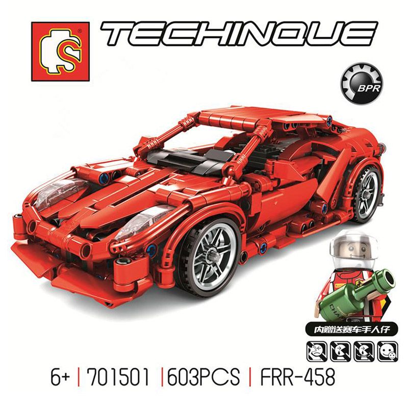 Sembo - Frr458 Car Building Blocks - 603+ Pcs - Red