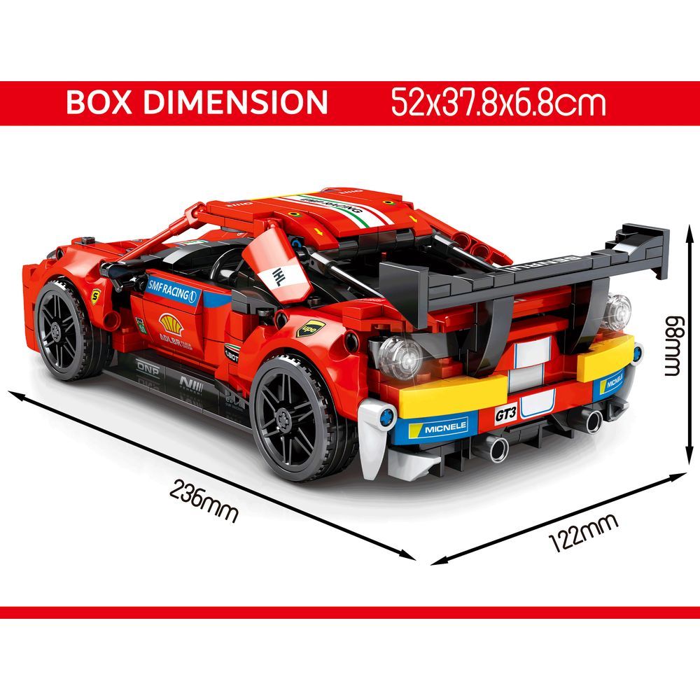 Sembo 8412 - Sport 448 Car Building Blocks - 826 Pcs - Red