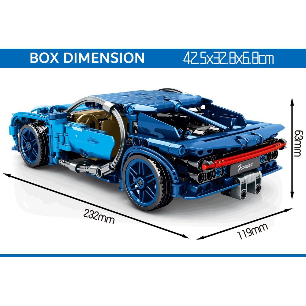 Sembo 8156 - Veyron Car Building Blocks - 469 Pcs - Blue