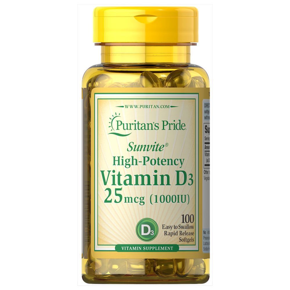 Puritan Pride - High Potency Vitamin D-3 25mcg - 100 Softgels