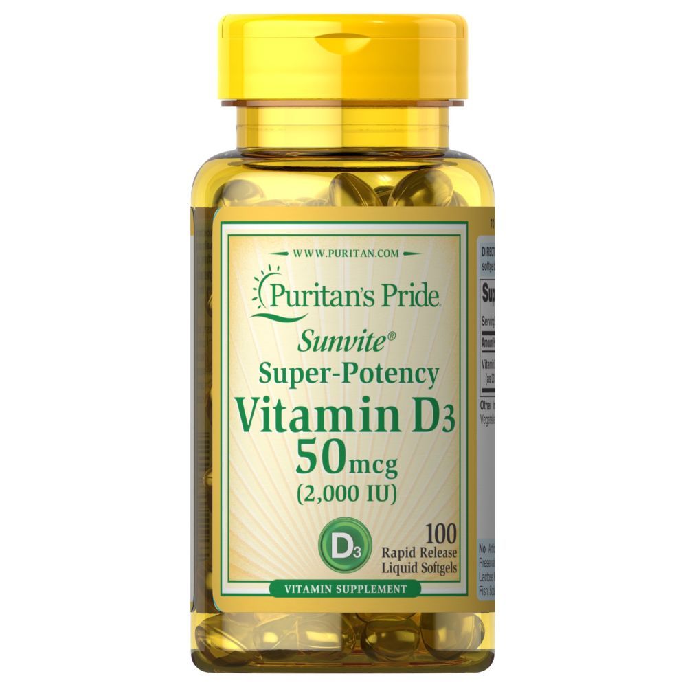 Puritan Pride - Super Potency Vitamin D-3 50mcf - 100 Softgels