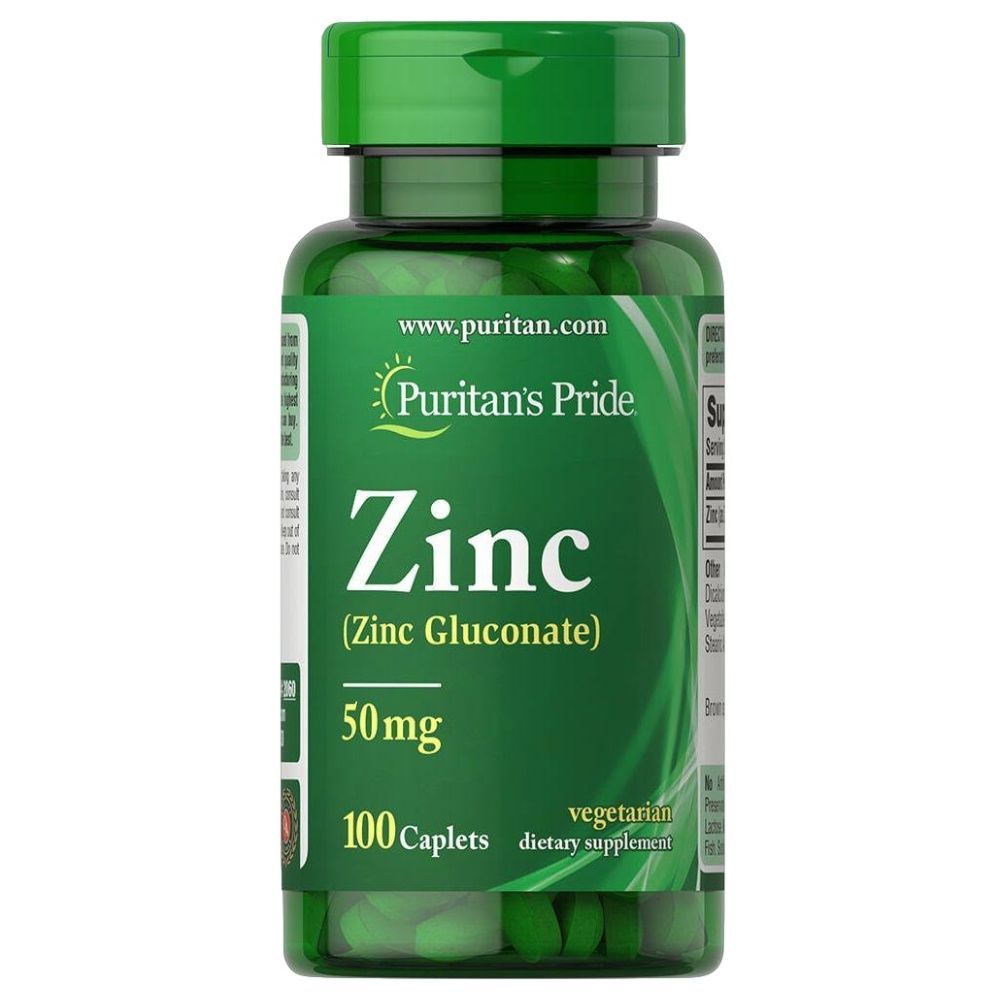 Puritan Pride - Zinc Gluconate 50mg - 100 Tablets