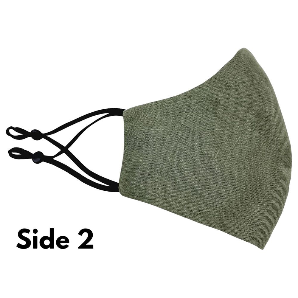 Wild Tribe - Linen Reversible Women Face Mask - Green & Mustard