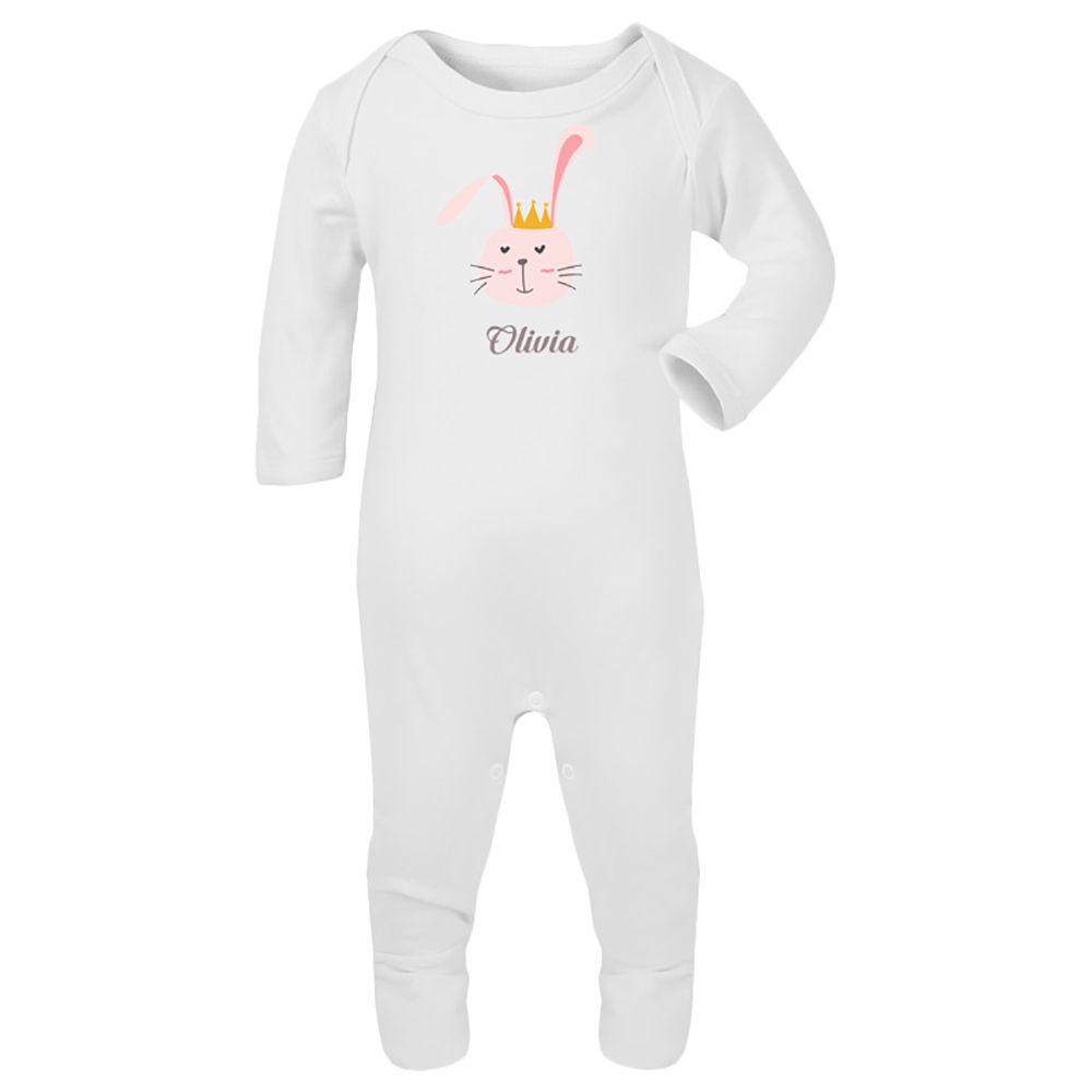 Mini Plum - Personalised Baby Sleepsuit Princess Bunny