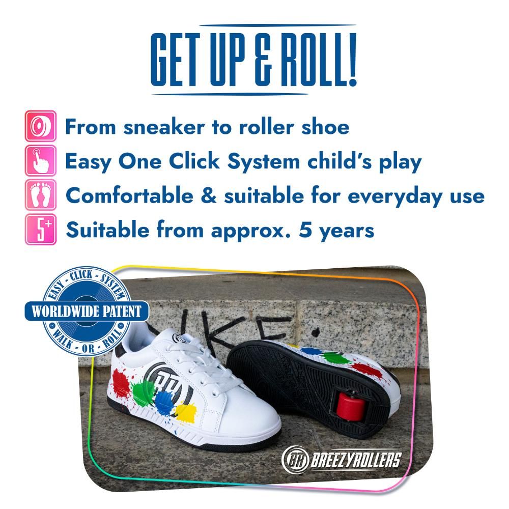 Breezy Rollers - Shoes With Wheels For Kids - White/Grey