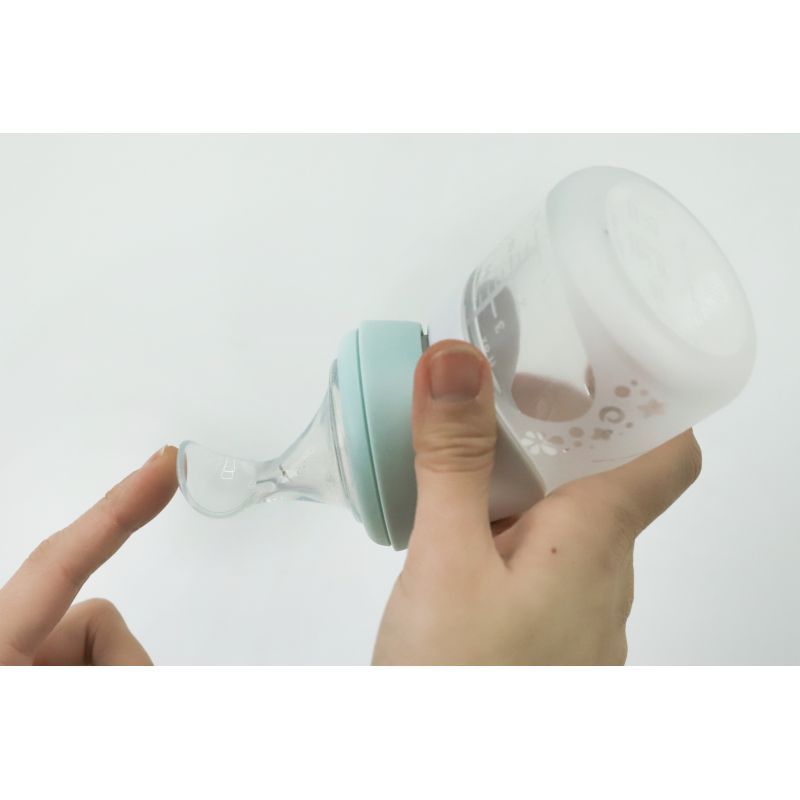 Marcus & Marcus - Silicone Angled Feeding Bottle & Spoon Set - Mint