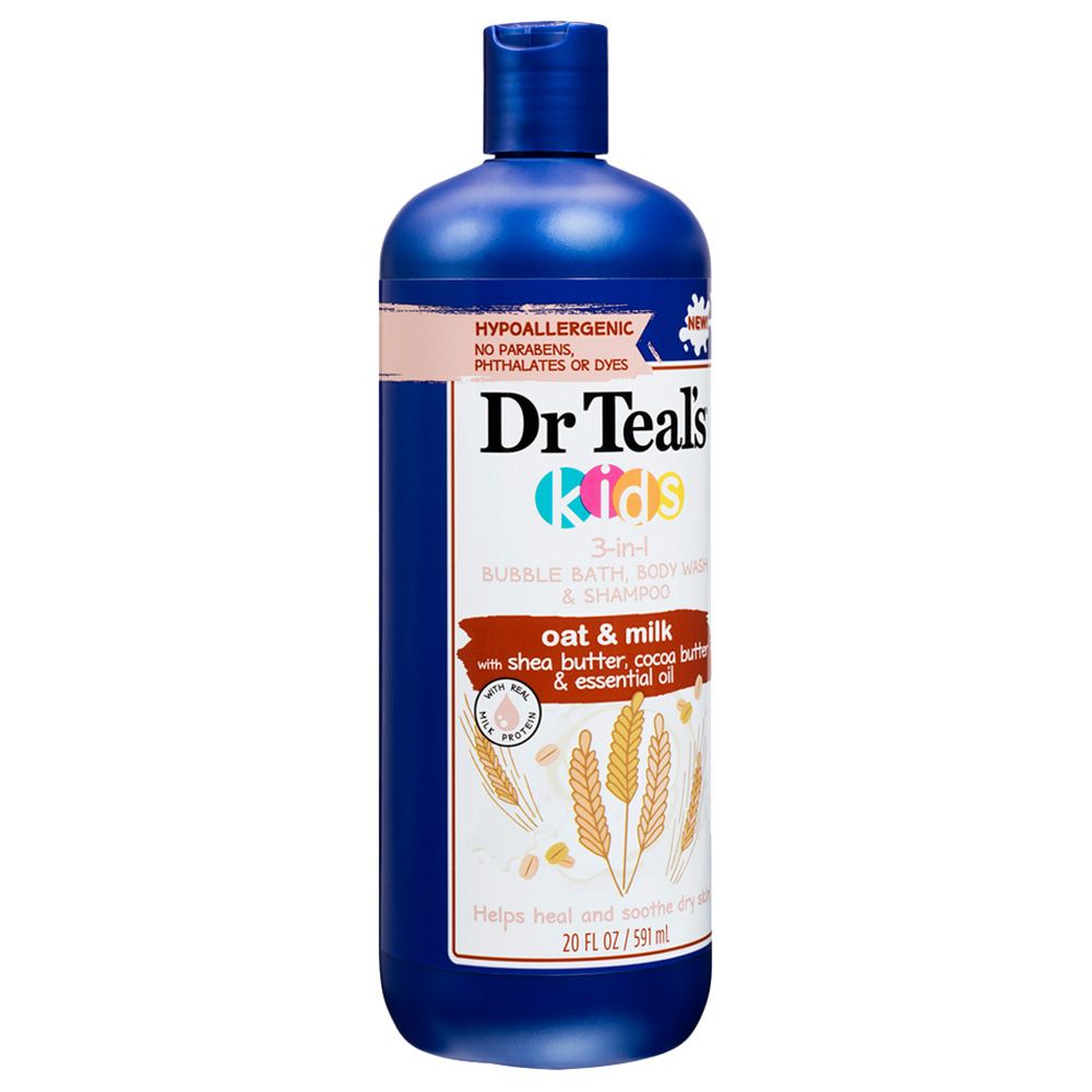 Dr Teal's - Kids Oat & Milk Bubble Bath, Body Wash & Shampoo - 591 ml