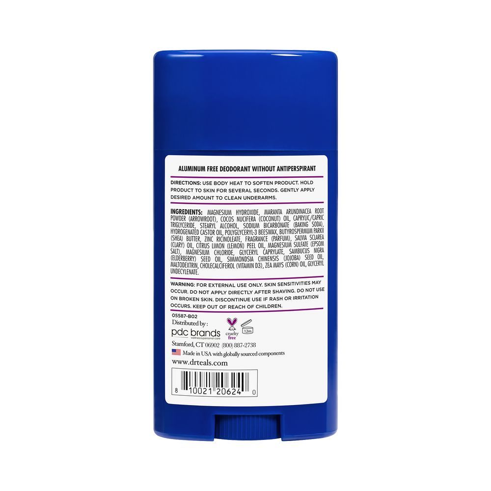 Dr Teal's - Aluminum Free Elderberry & Vitamin D Deodorant 75g