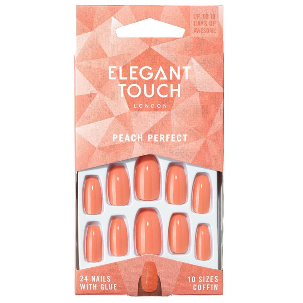 Elegant Touch - Peach Perfect Coffin, 24 Nails