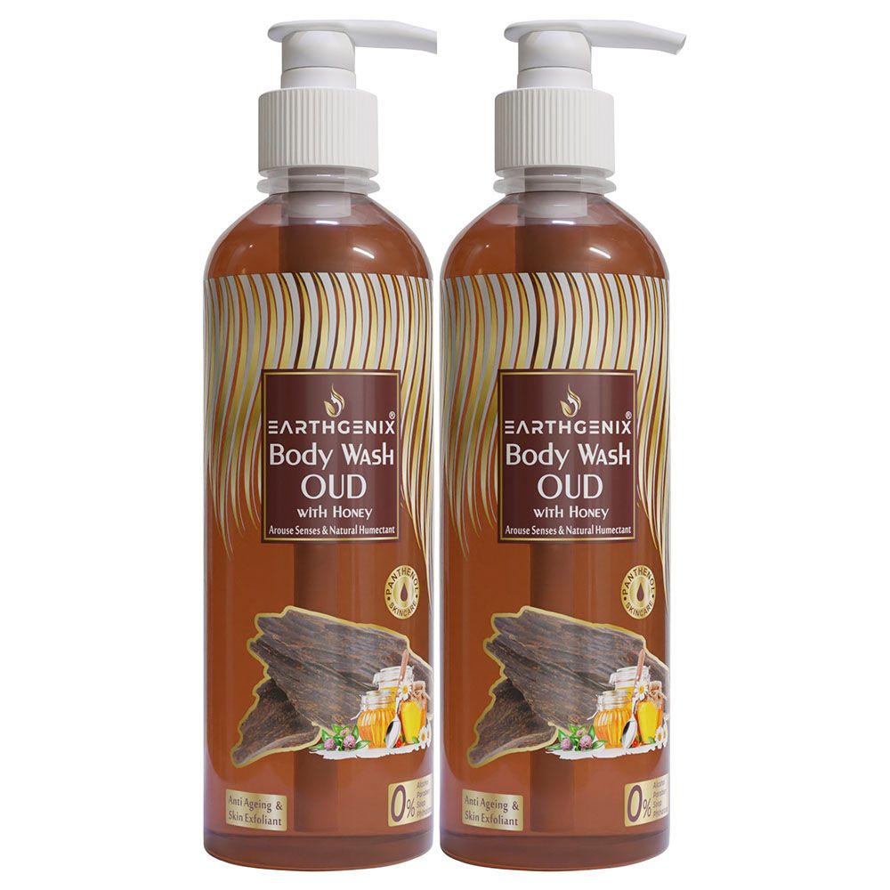 Earthgenix - Oud With Honey Body Wash w/ Loofah - 500ml - 2pcs