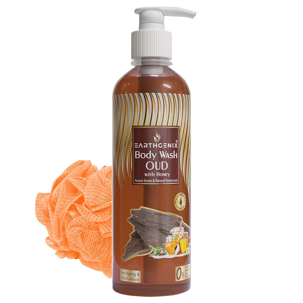 Earthgenix - Oud With Honey Body Wash w/ Loofah - 500ml - 2pcs