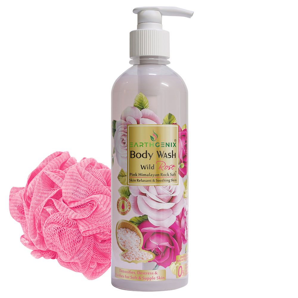 Earthgenix - Wild Rose Body Wash w/ Loofah - 500ml - 2pcs