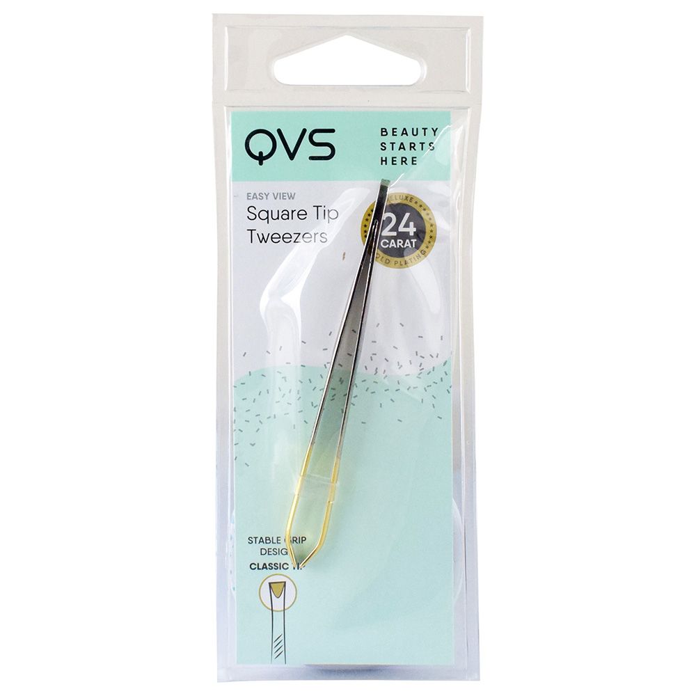 QVS - Easy View Square Tip Tweezers (Gold Plated)