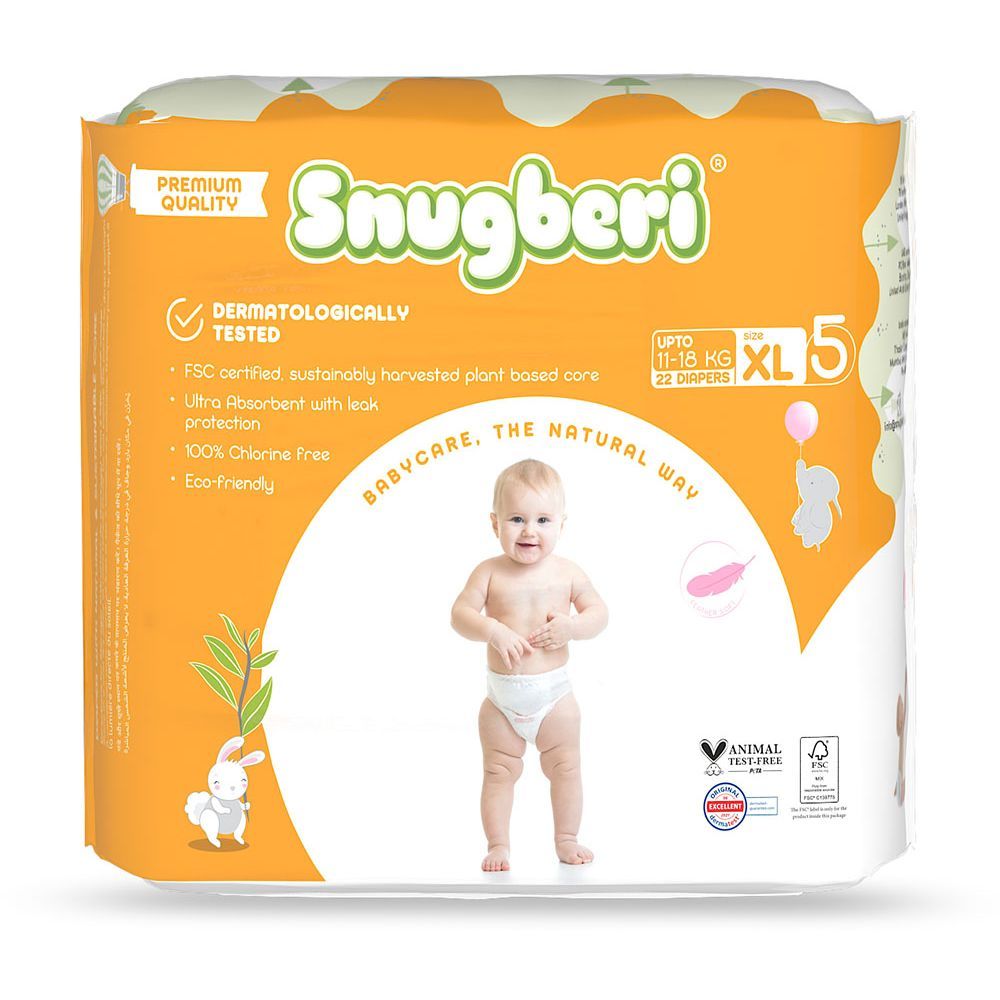 Snugberi - Diaper Size 5 X Large 11-18kg 22pcs - Twin Value Pack