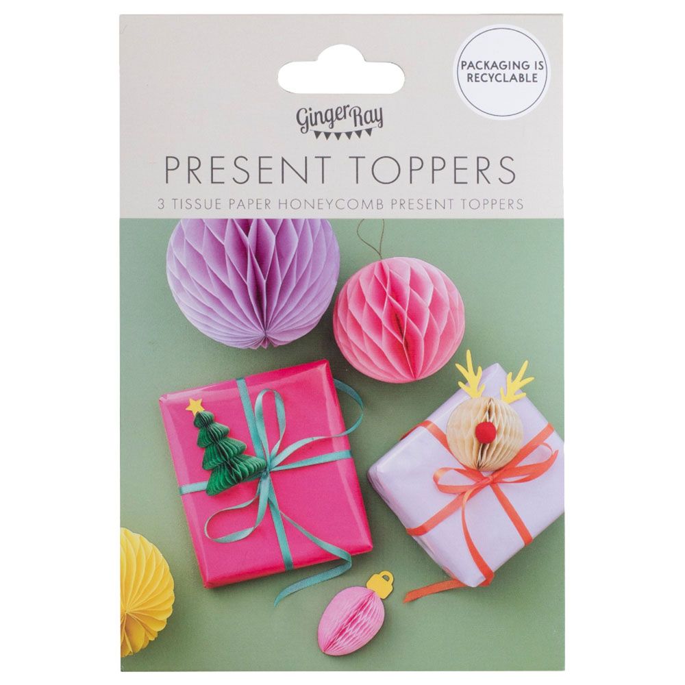 Ginger Ray - Honeycomb Present Toppers - 3pcs