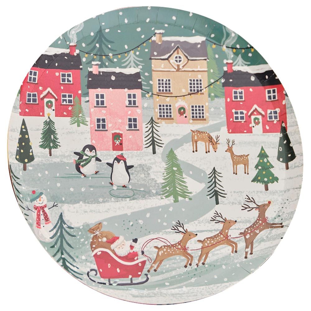 Ginger Ray - Christmas Scene Paper Plates - 8pcs