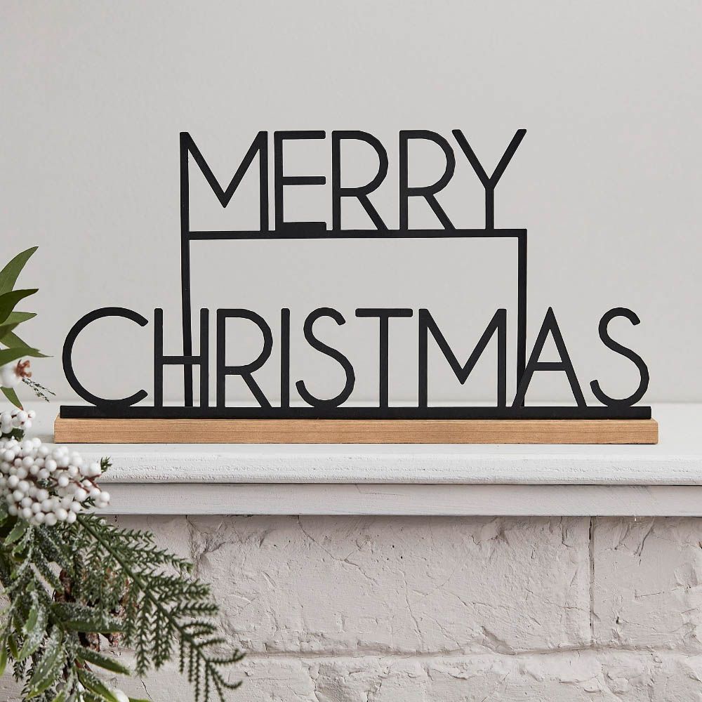 Ginger Ray - Nordic Noel Merry Christmas Metal Sign - Black