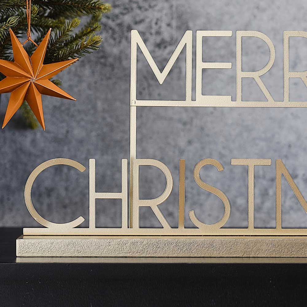 Ginger Ray - Merry Christmas Sign - Gold