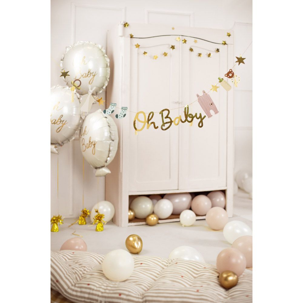 Party Deco - Foil Balloon - Oh Baby - Silver